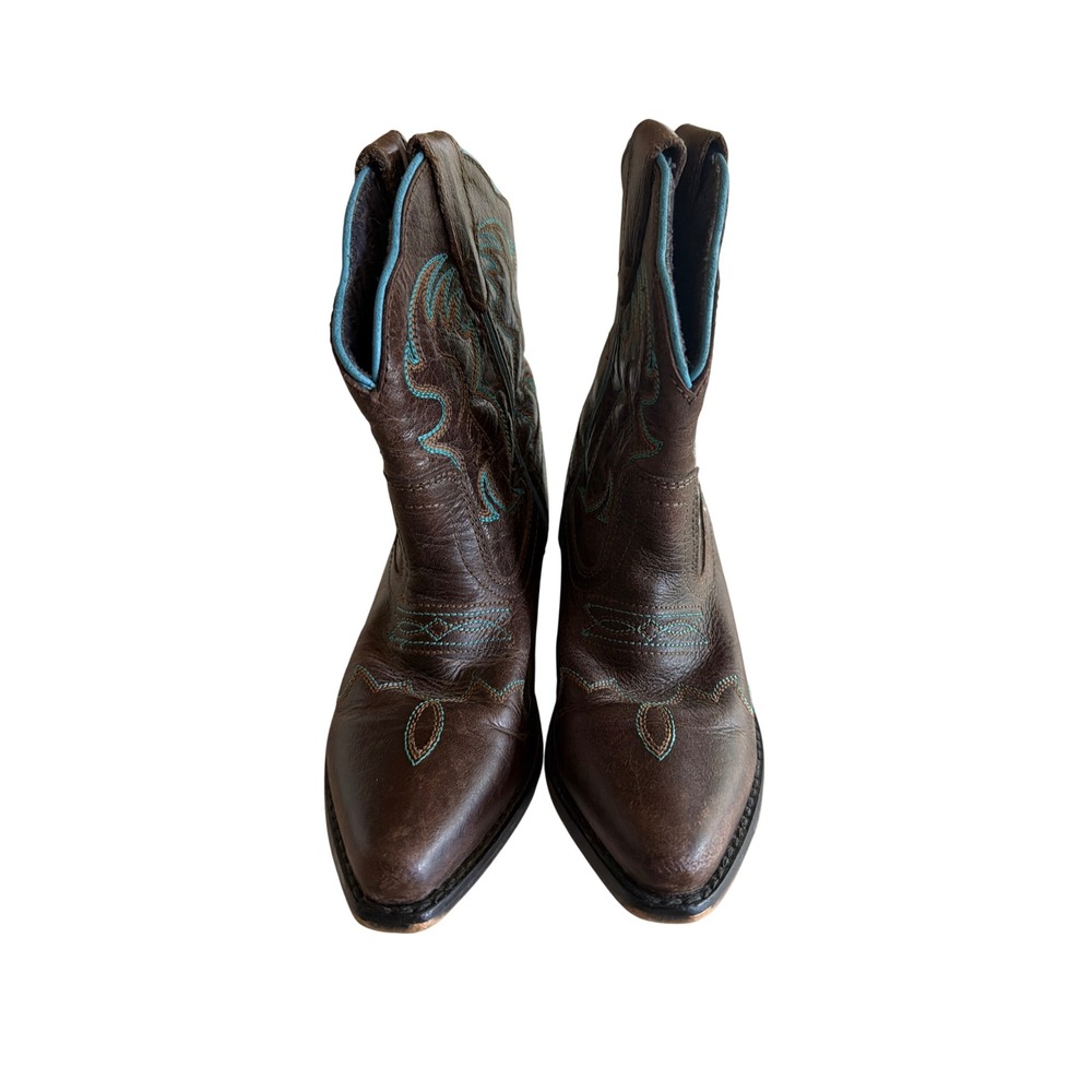 Smoky Mountain Boots Kids Brown Turquoise Leather Cowboy Boots 3631 C Size 12.5